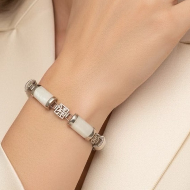 Vintage Asian 925 Sterling Silver Mother Of Pearl Bracelet 75 72$